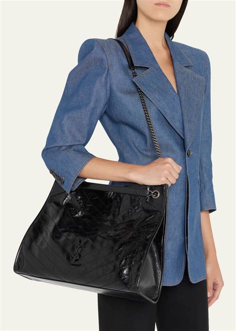 ysl large leather shopper tote|ysl denim tote.